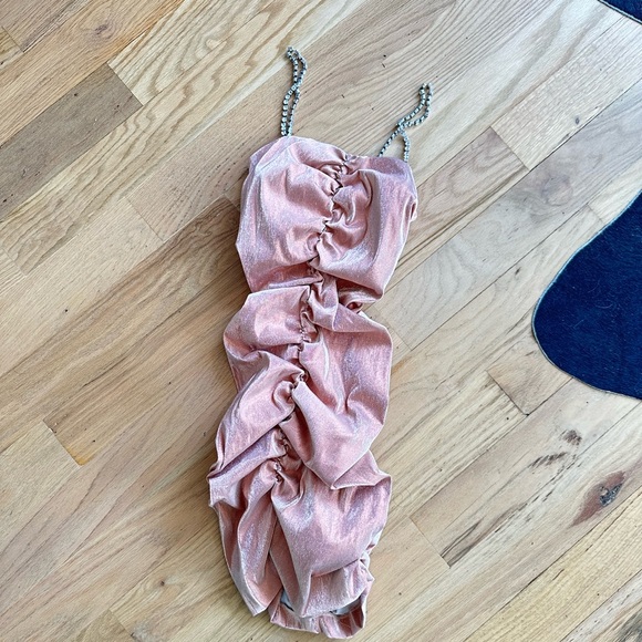 AREA metallic ruched mini dress - Picture 3 of 7